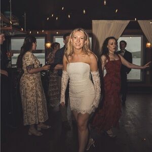 White Sequin Strapless Bodycon Dress Wedding Guest